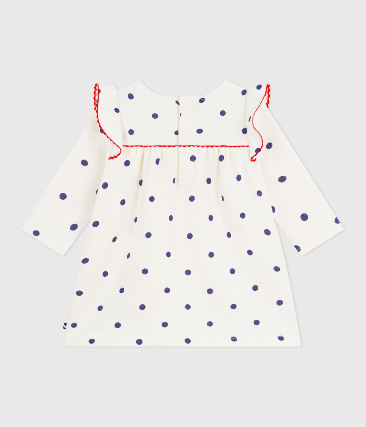 Robe bébé en coton manches longues, imprimée pois – D1