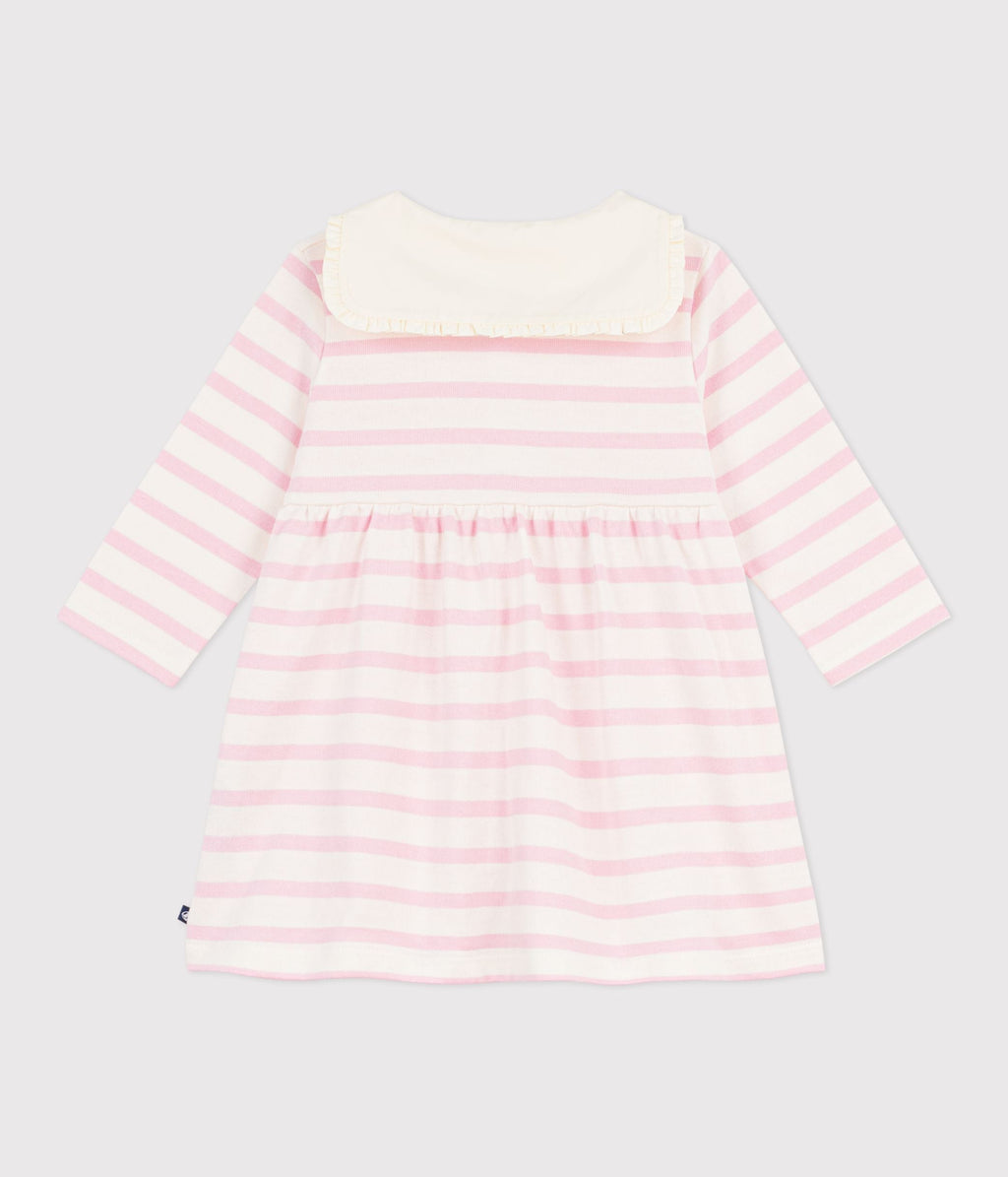 Robe marinière bébé en coton manches longues et col marin – D1
