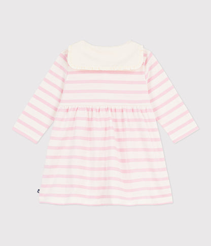 Robe marinière bébé en coton manches longues et col marin – D1