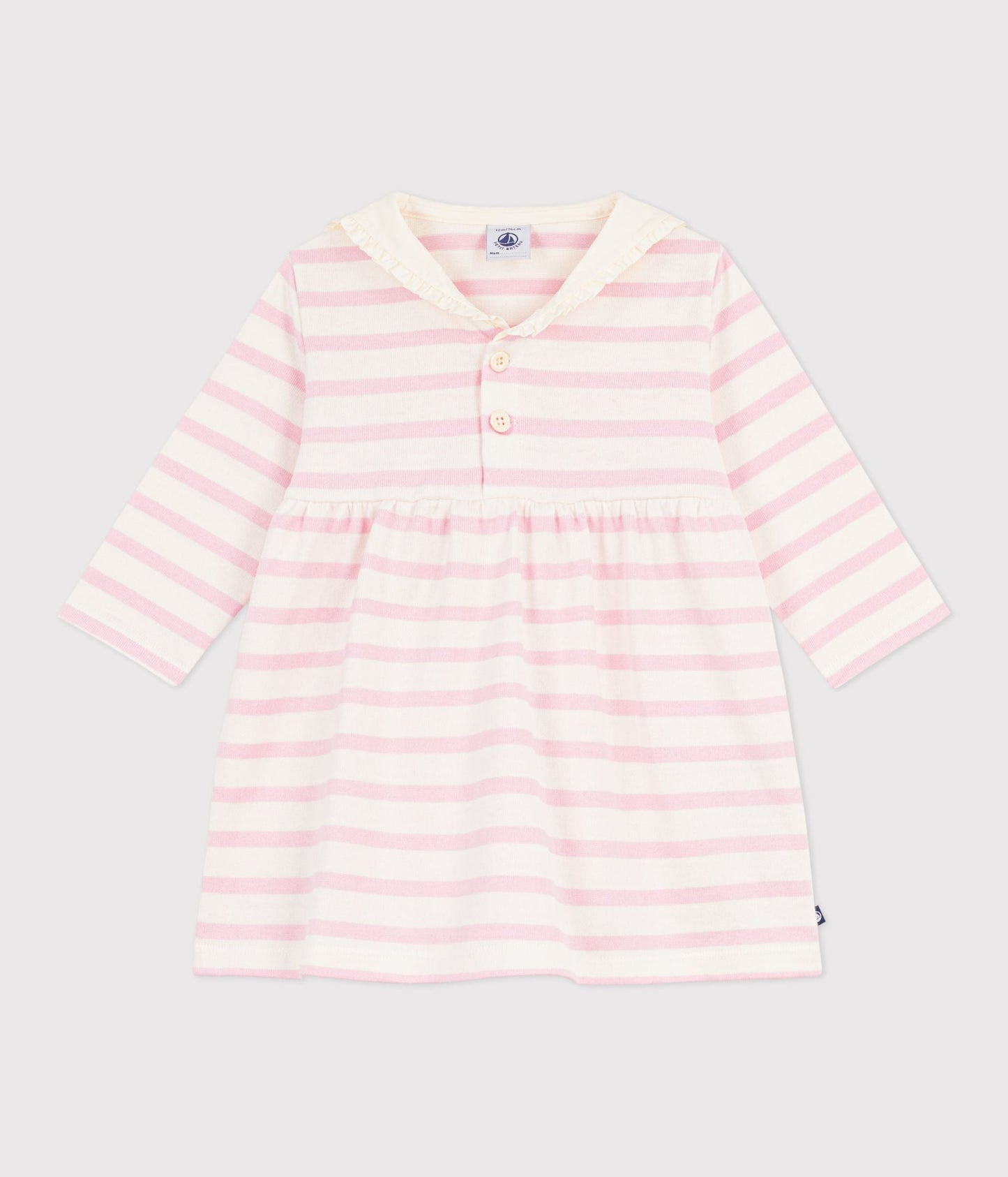 Robe marinière bébé en coton manches longues et col marin – F1