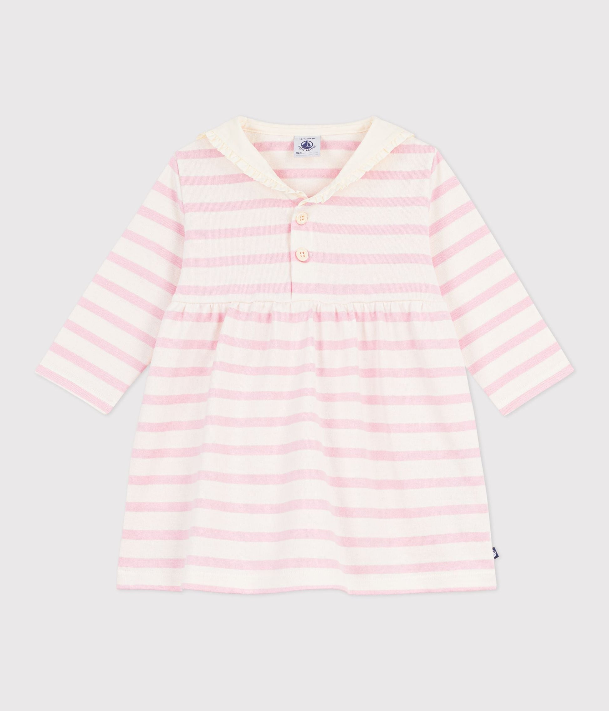 Robe marinière bébé en coton manches longues et col marin – F1