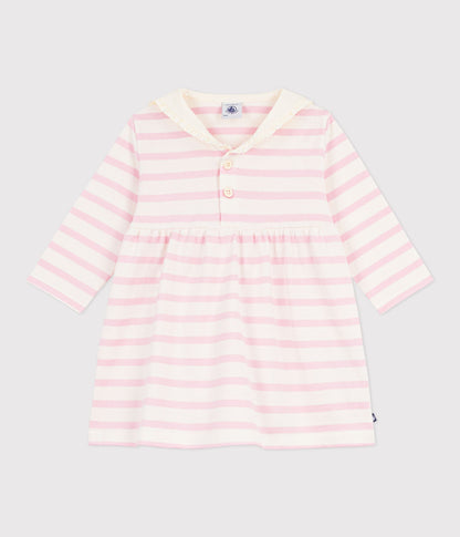 Robe marinière bébé en coton manches longues et col marin – F1
