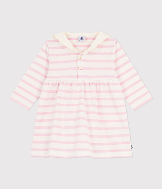 Robe marinière bébé en coton manches longues et col marin – F1