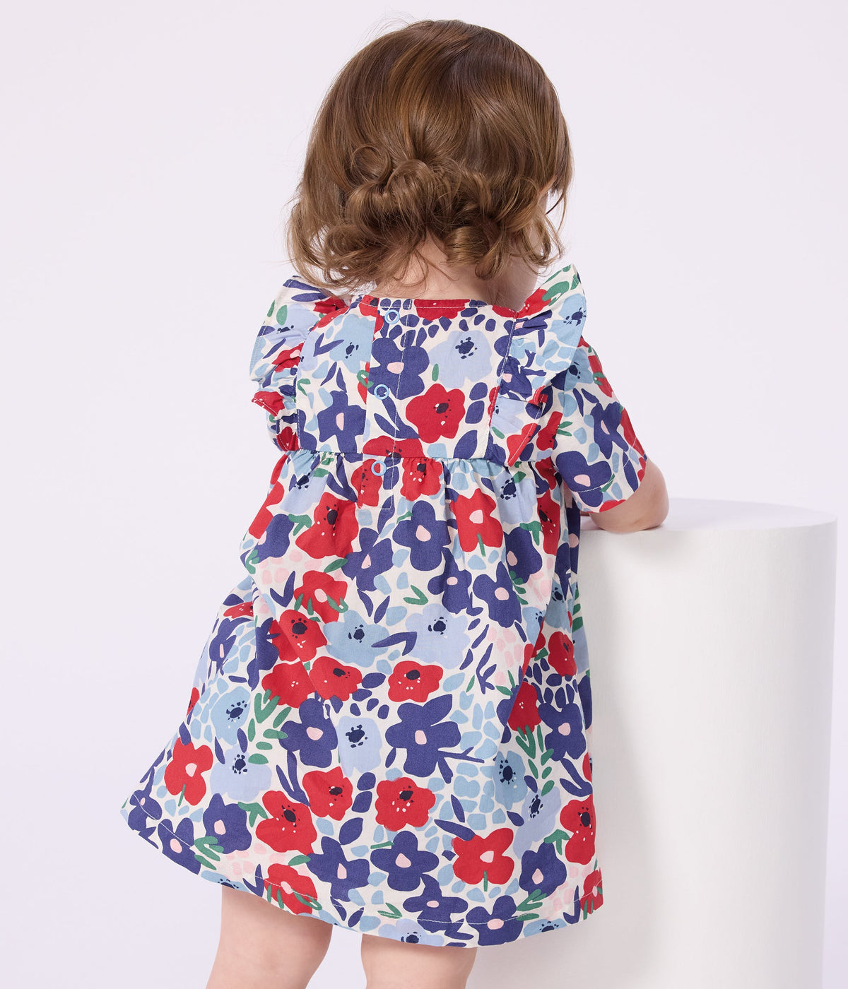 Robe bébé en coton manches courtes et son bloomer imprimés fleurs – J2