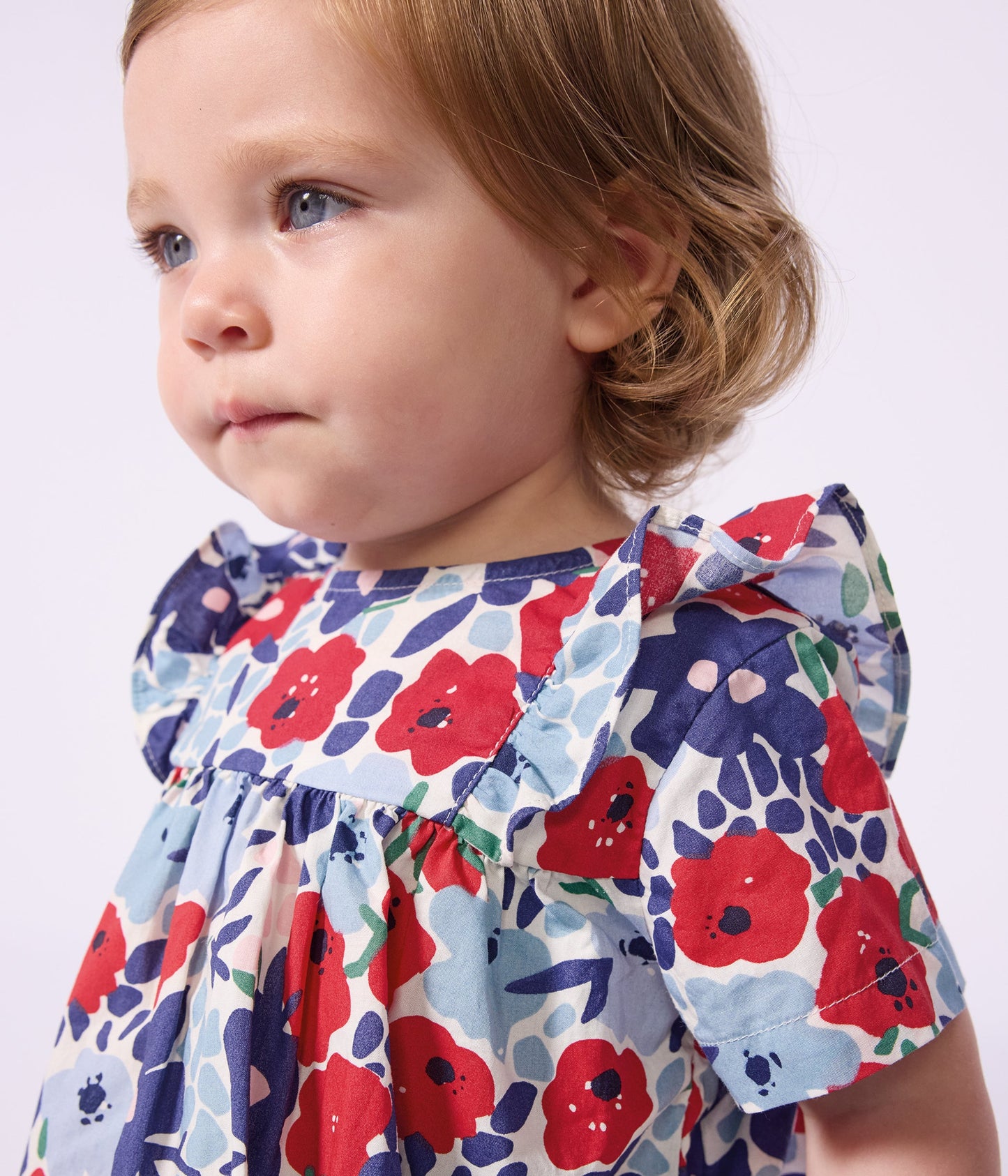 Robe bébé en coton manches courtes et son bloomer imprimés fleurs – J3