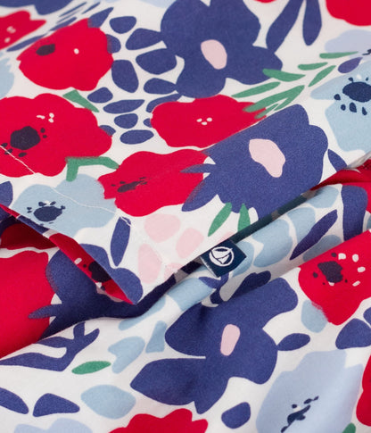 Robe bébé en coton manches courtes et son bloomer imprimés fleurs – Z1