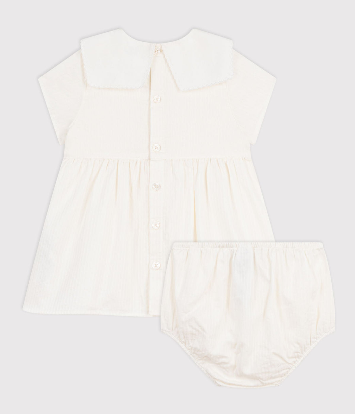 Robe bébé en coton/lin manches courtes et son bloomer – D1