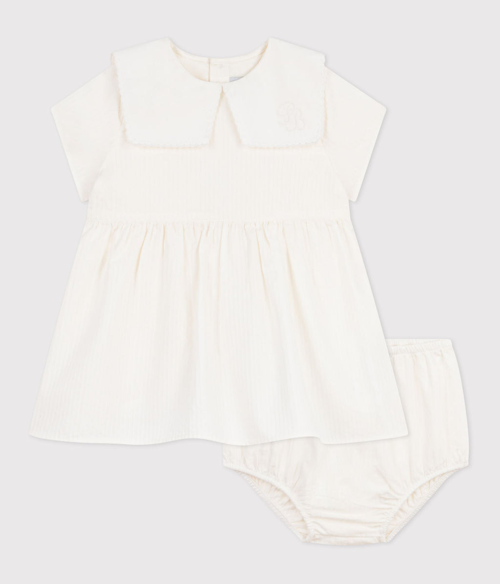 Robe bébé en coton/lin manches courtes et son bloomer – F1