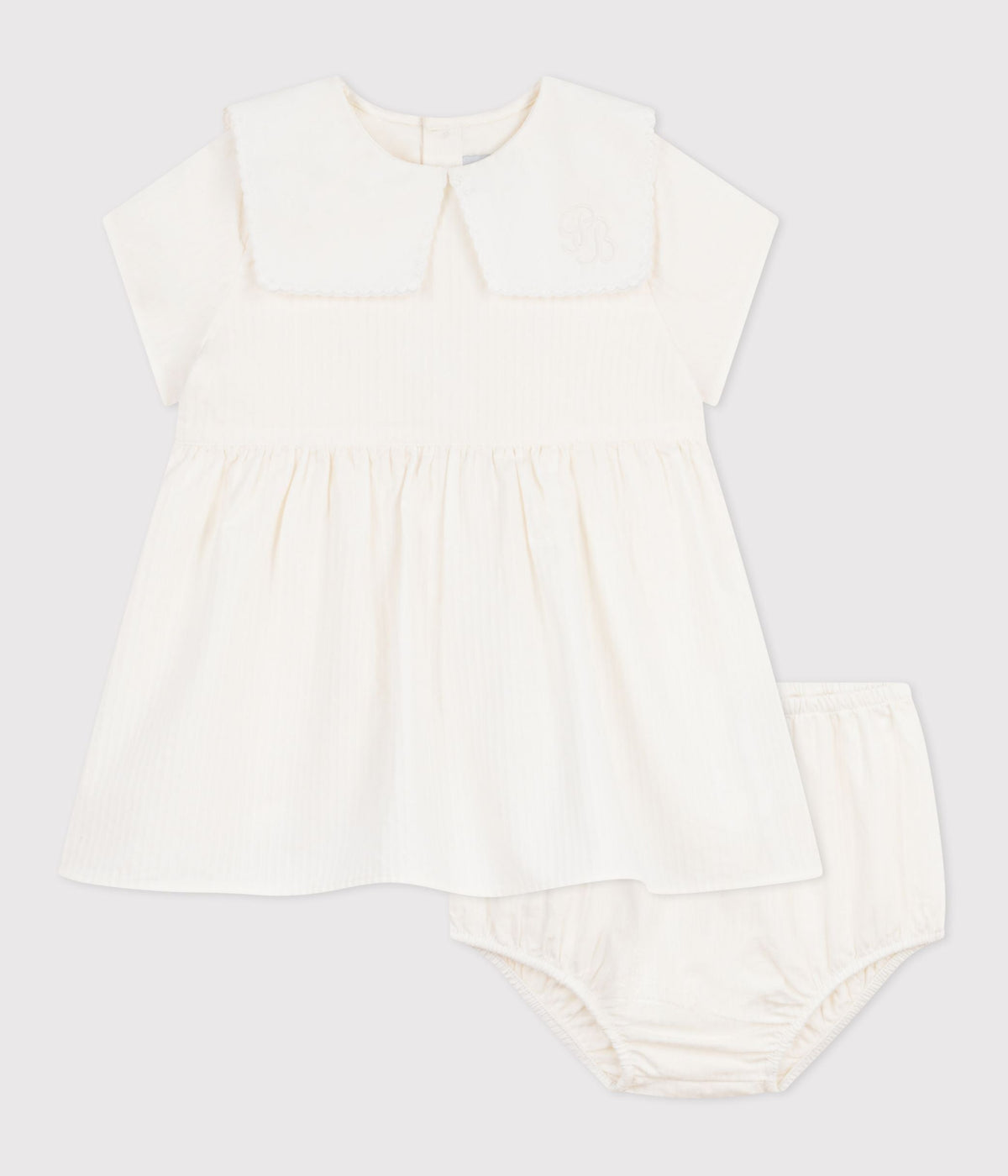 Robe bébé en coton/lin manches courtes et son bloomer – F1