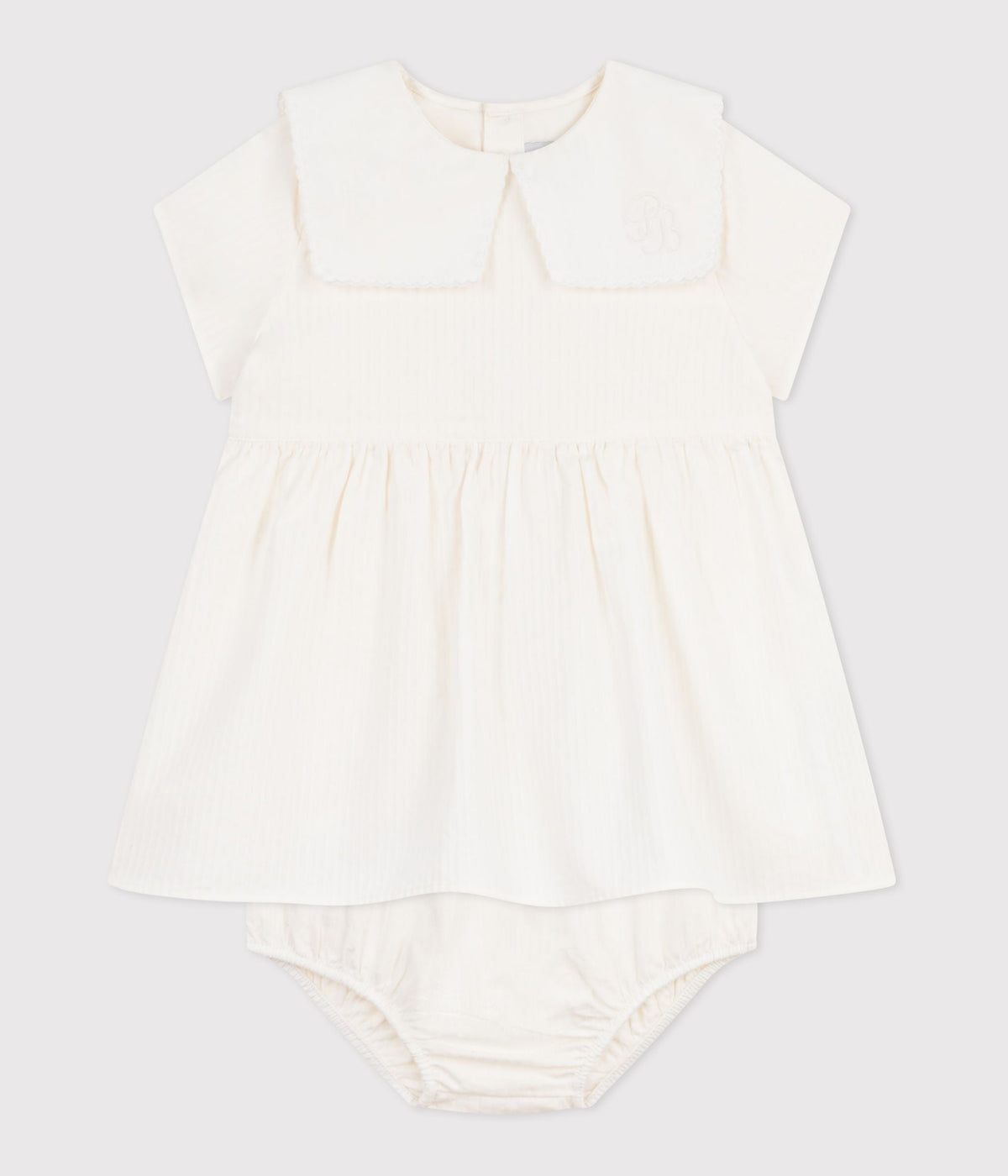 Robe bébé en coton/lin manches courtes et son bloomer – F2