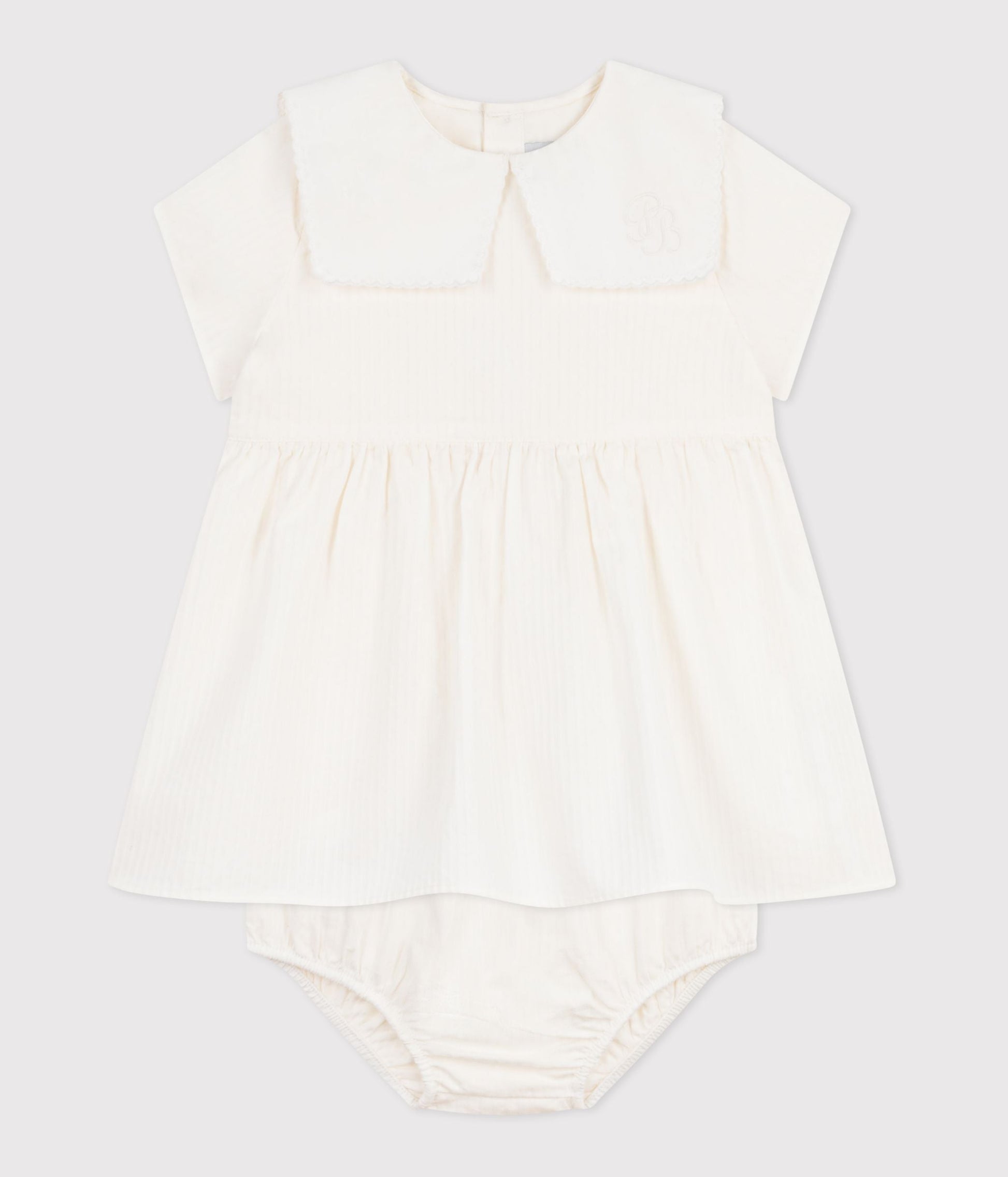 Robe bébé en coton/lin manches courtes et son bloomer – F2