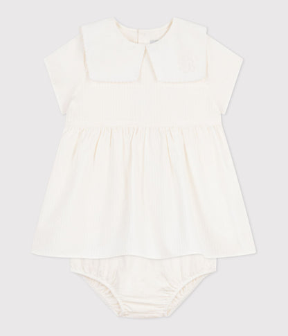 Robe bébé en coton/lin manches courtes et son bloomer – F2