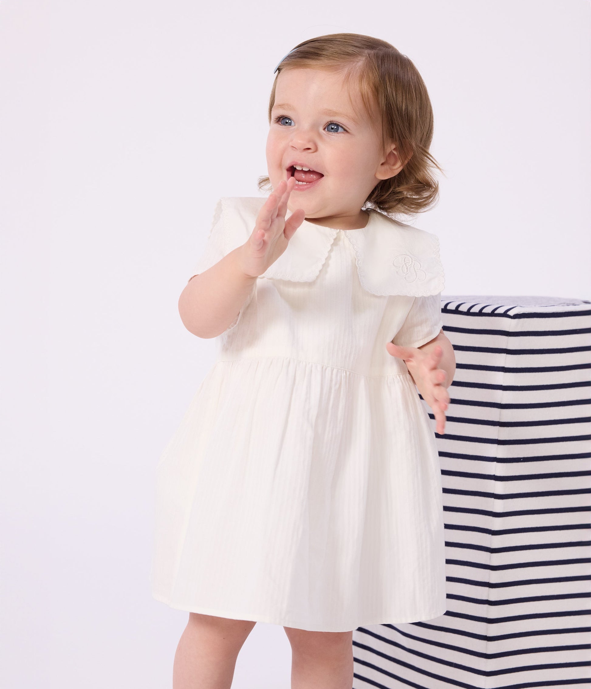 Robe bébé en coton/lin manches courtes et son bloomer – J1