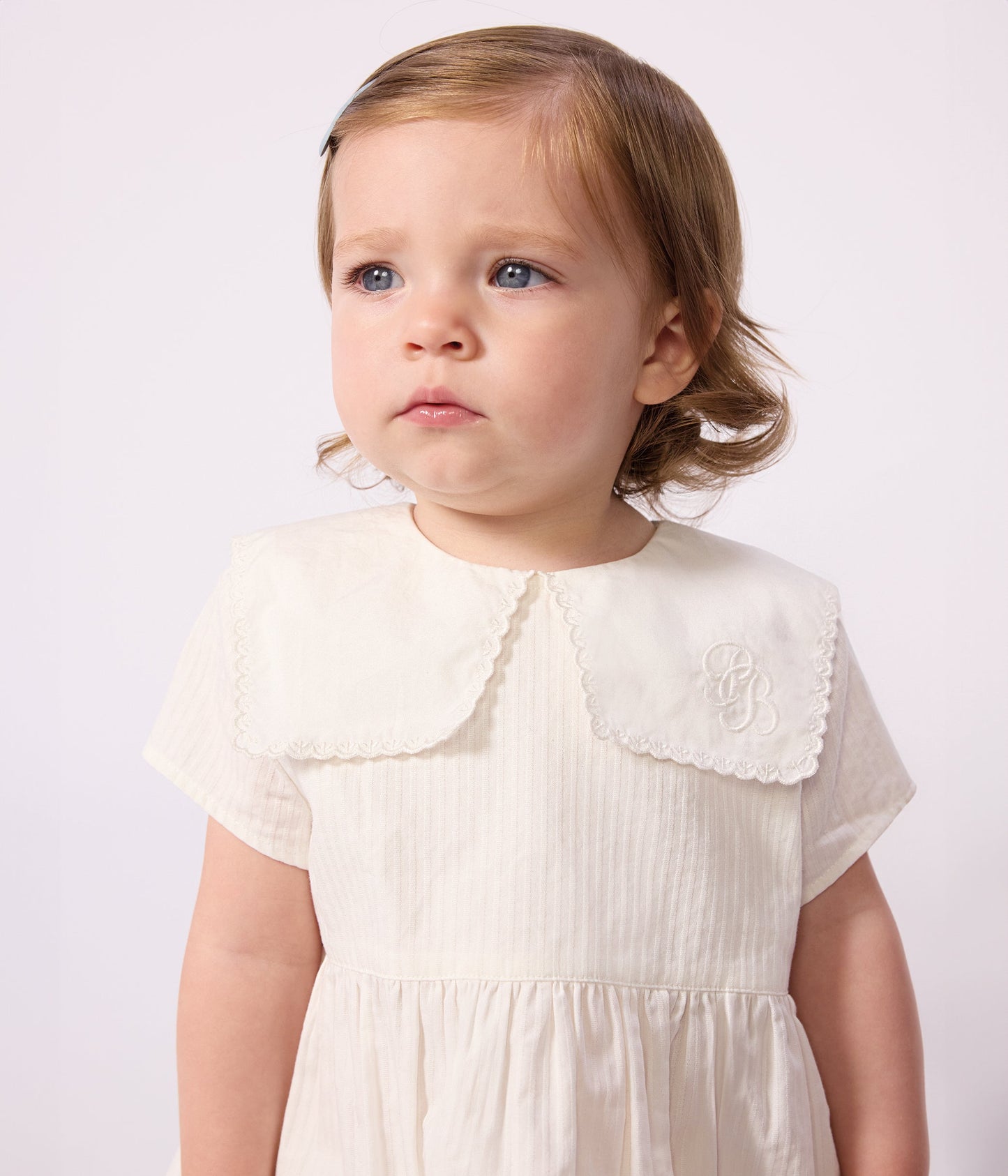 Robe bébé en coton/lin manches courtes et son bloomer – J2