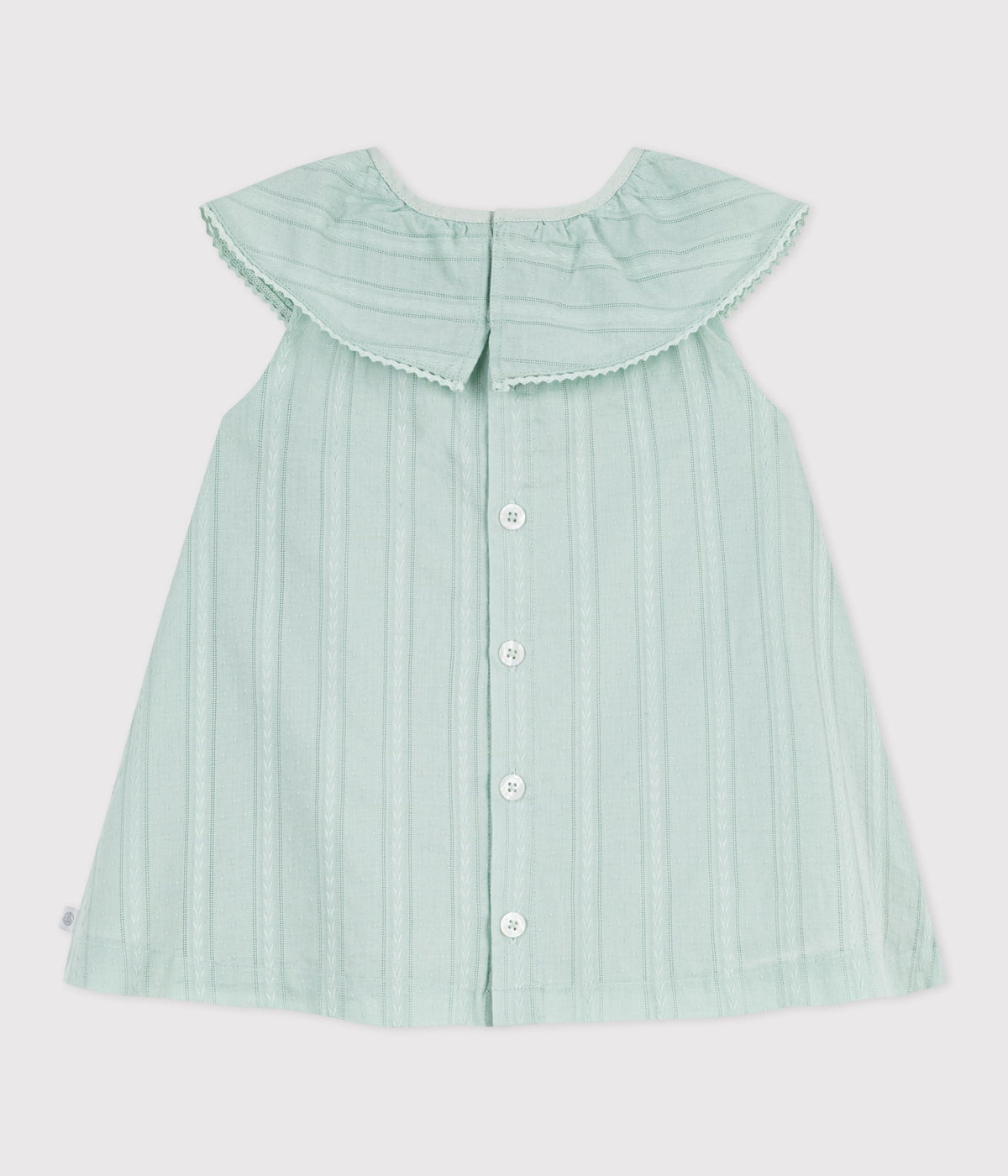 Robe bébé en coton manches courtes, unie avec sa colerette – D1