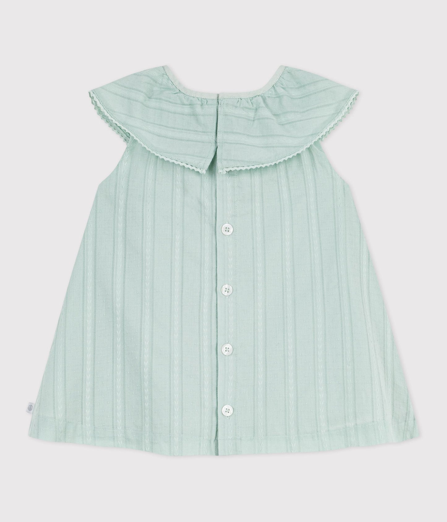 Robe bébé en coton manches courtes, unie avec sa colerette – D1