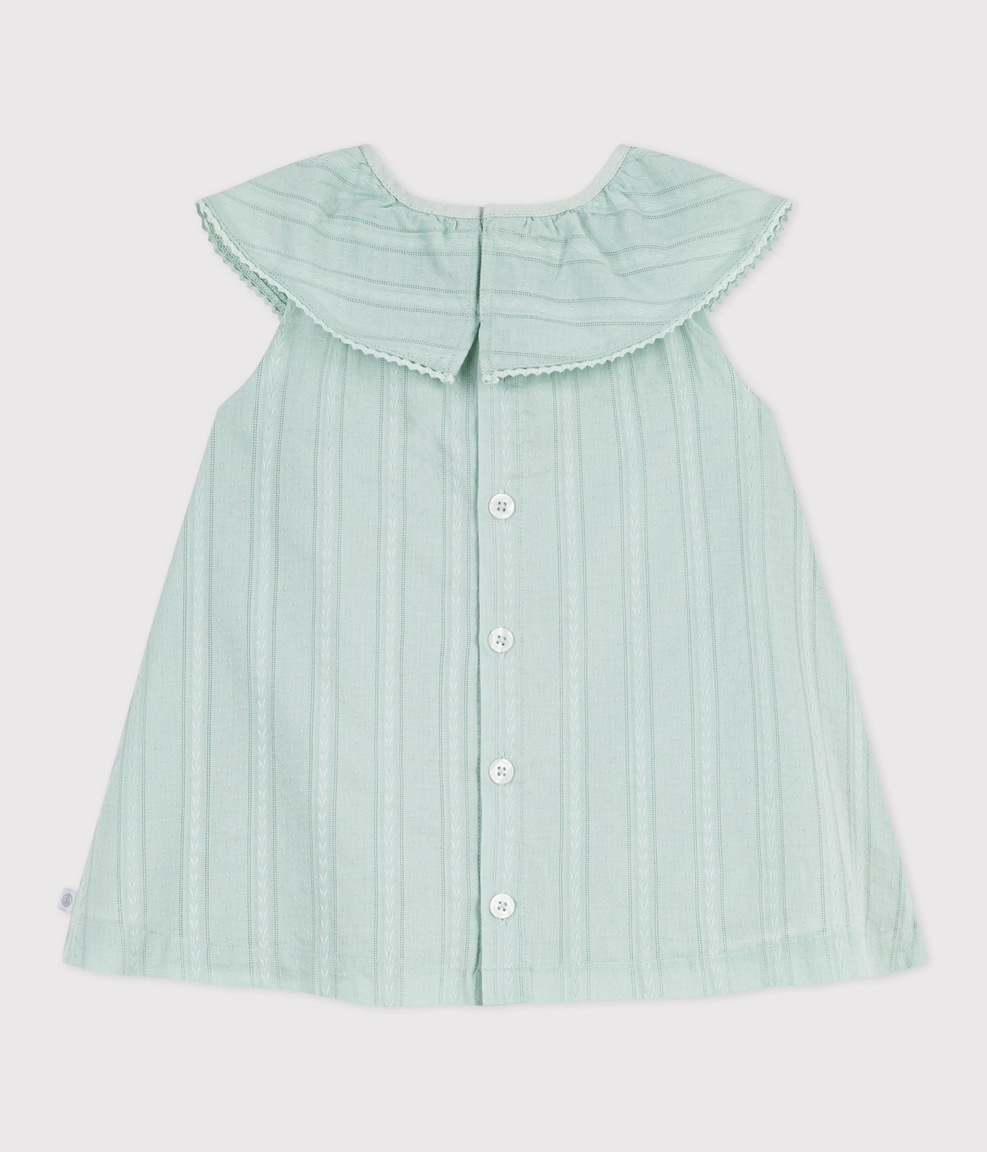 Robe bébé en coton manches courtes, unie avec sa colerette – D1