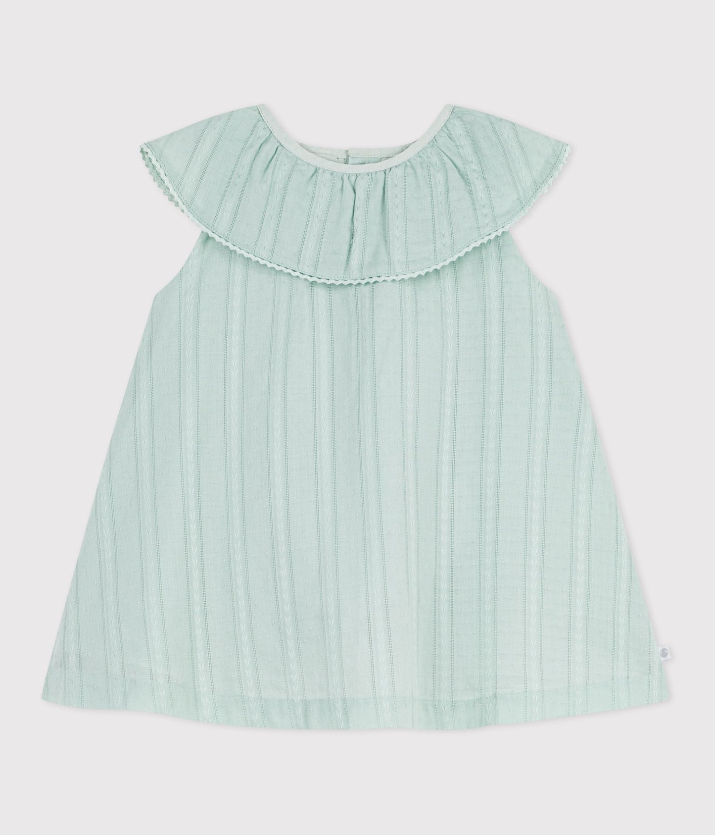 Robe bébé en coton manches courtes, unie avec sa colerette – F1