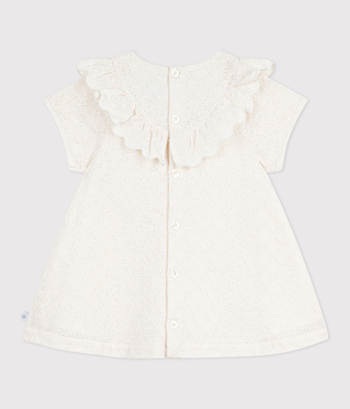 Robe bébé en broderie anglaise manches courtes, motifs cœurs – D1