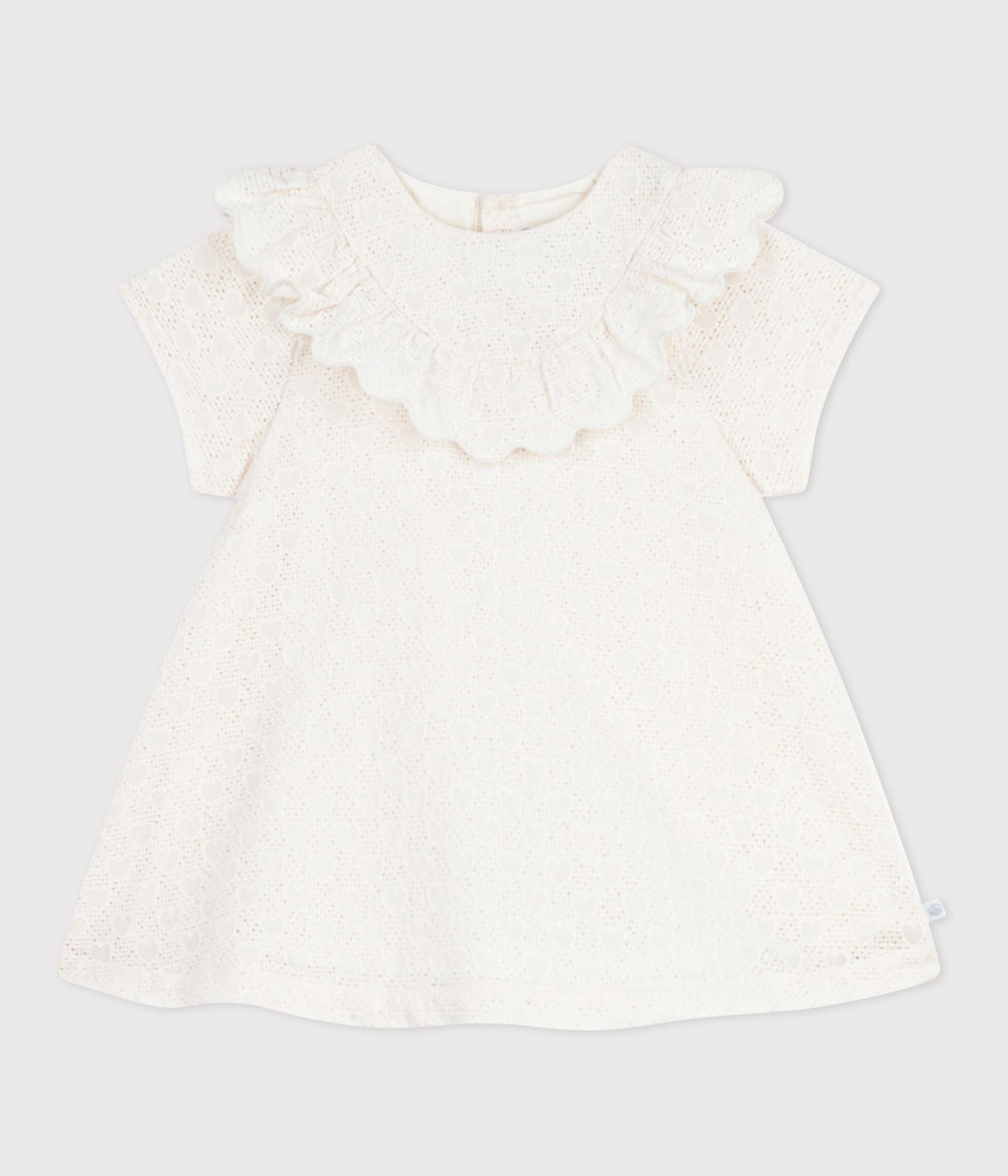 Robe bébé en broderie anglaise manches courtes, motifs cœurs – F1