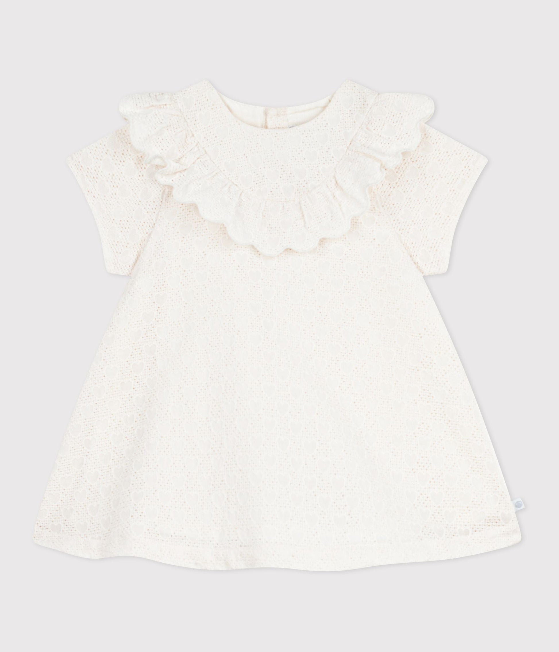 Robe bébé en broderie anglaise manches courtes, motifs cœurs – F1