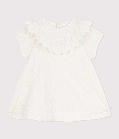 Robe bébé en broderie anglaise manches courtes, motifs cœurs – F1