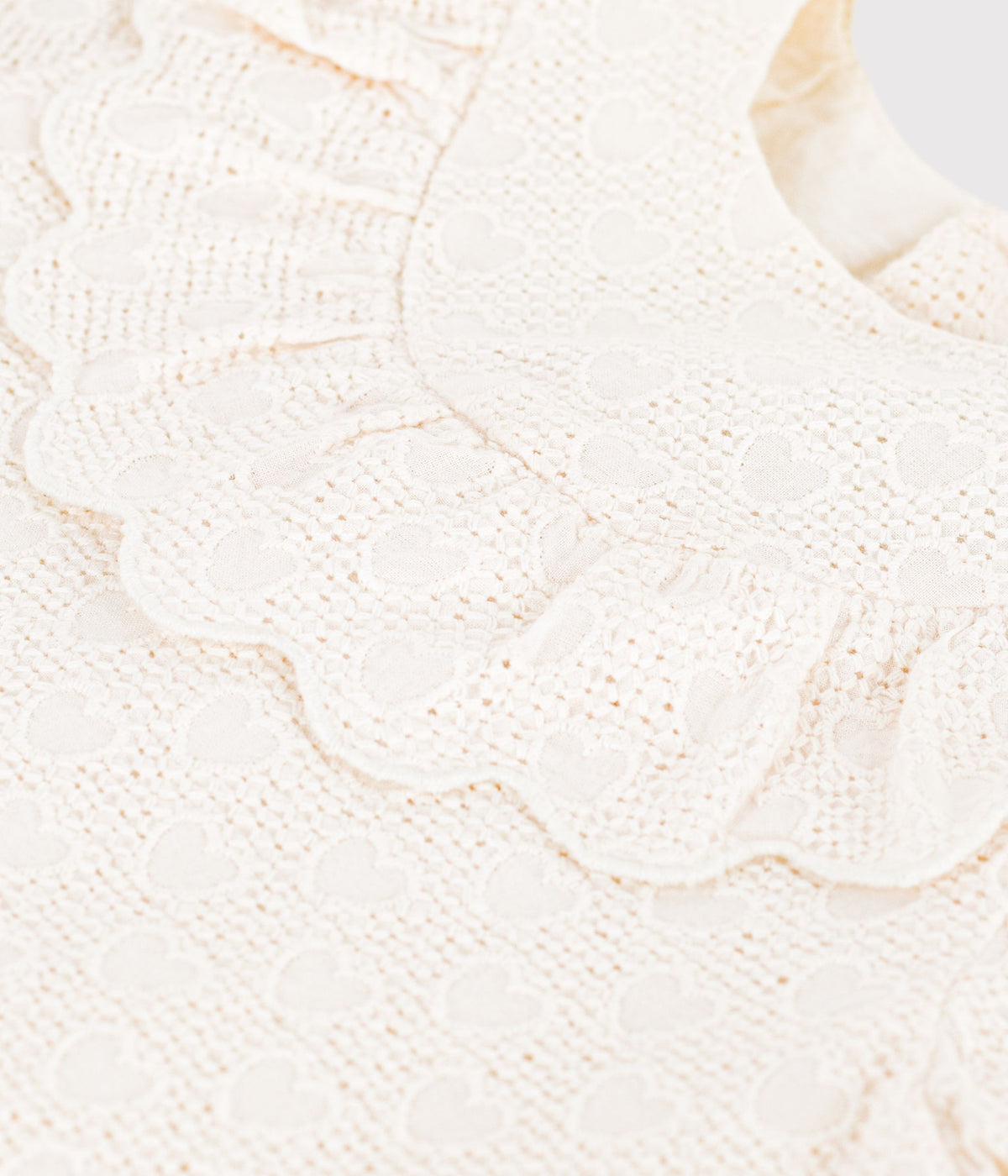 Robe bébé en broderie anglaise manches courtes, motifs cœurs – Z1