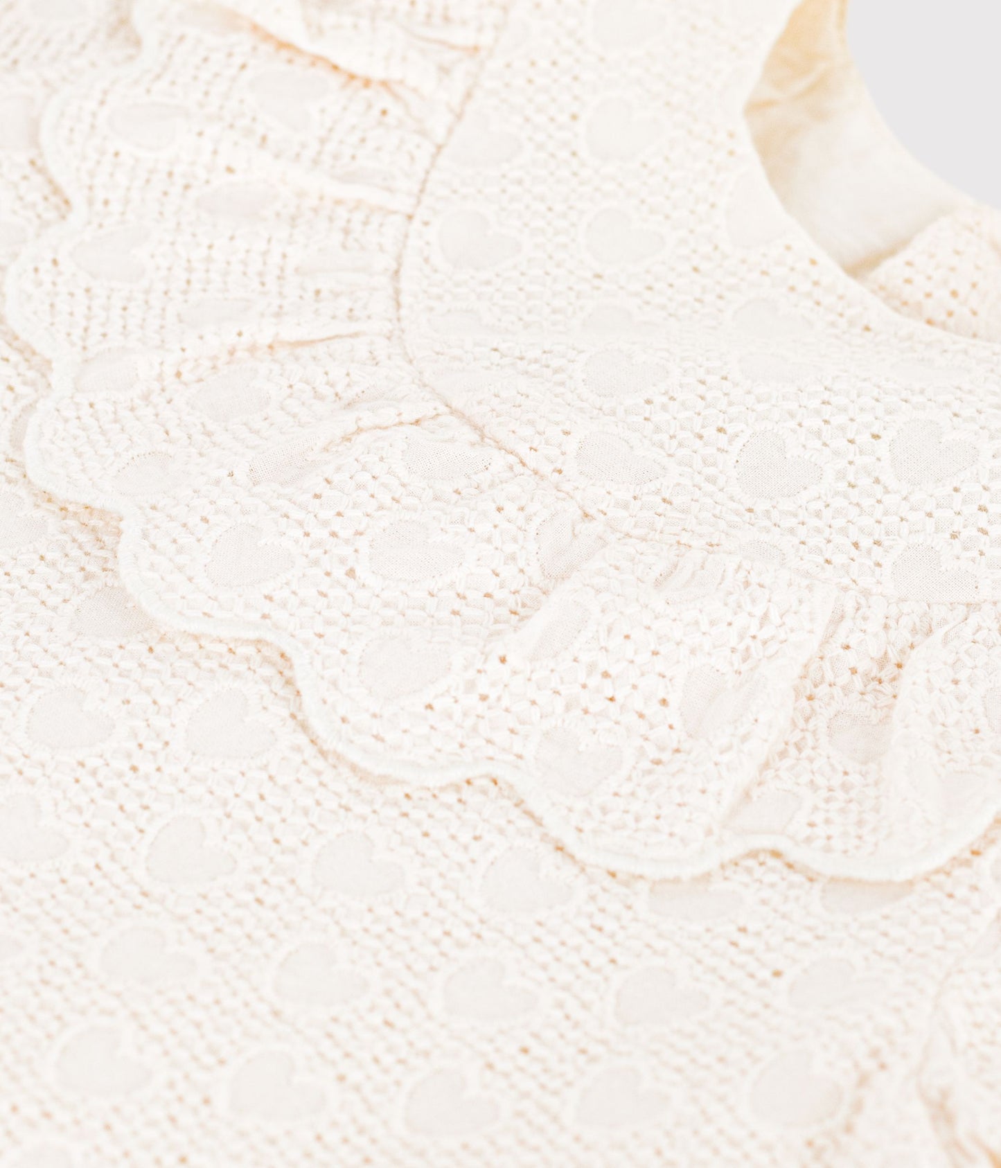 Robe bébé en broderie anglaise manches courtes, motifs cœurs – Z1