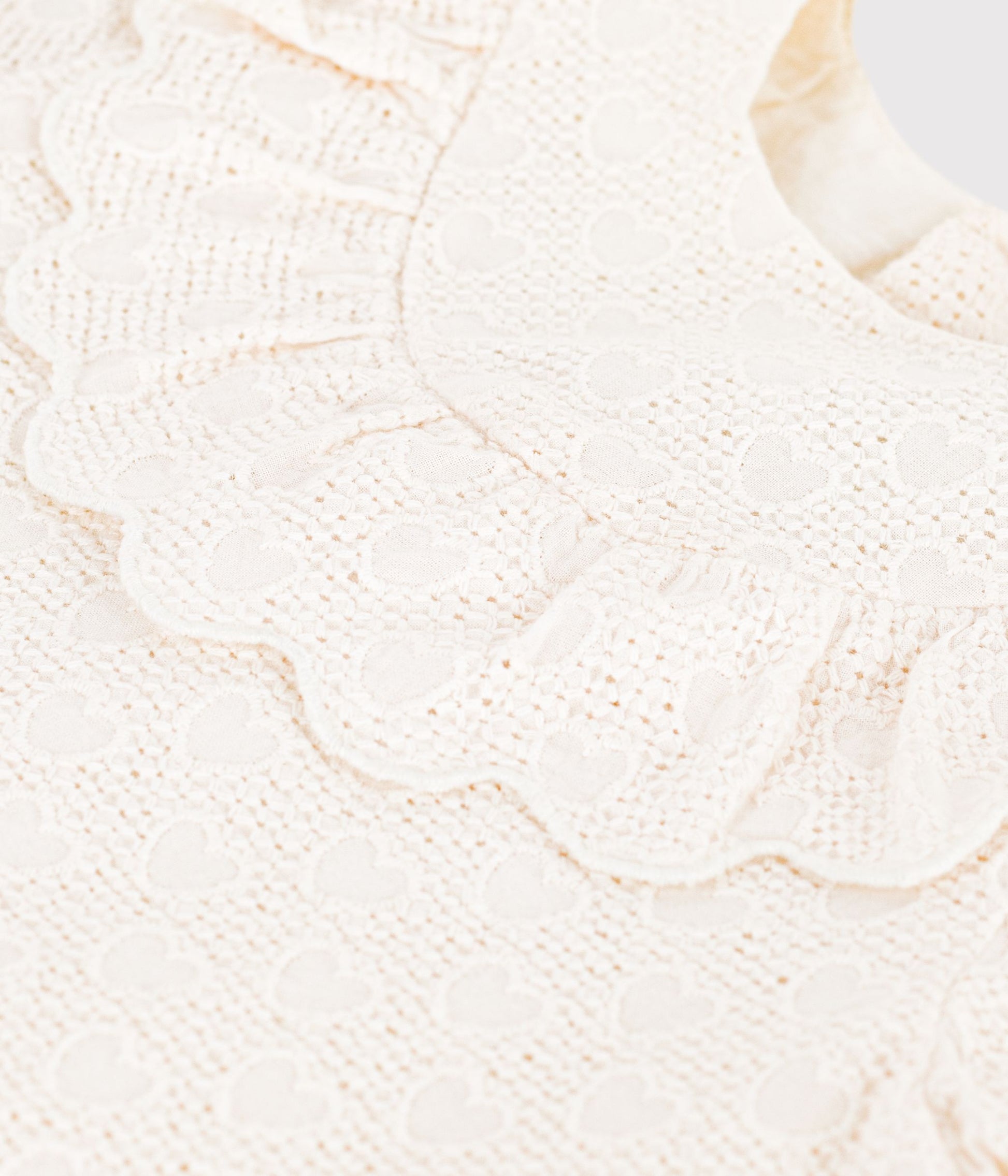 Robe bébé en broderie anglaise manches courtes, motifs cœurs – Z1
