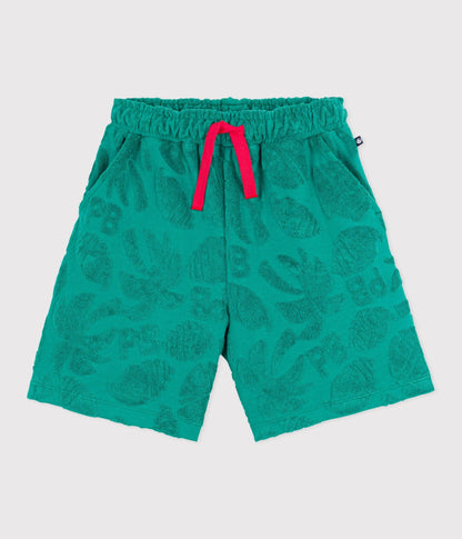 Bermuda short enfant en coton uni imprimé – F1