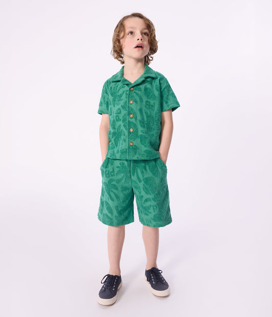 Bermuda short enfant en coton uni imprimé – J1