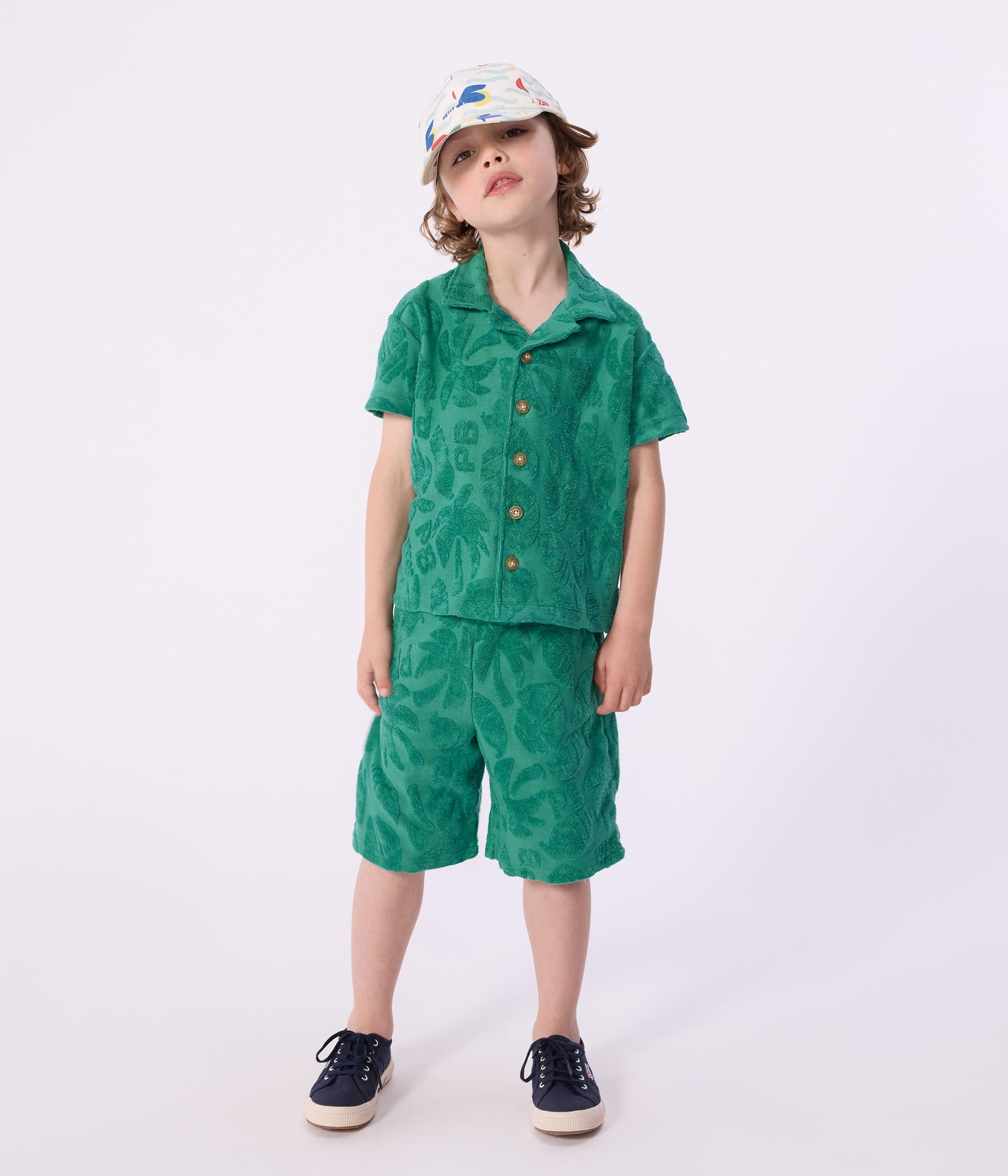 Bermuda short enfant en coton uni imprimé – J2