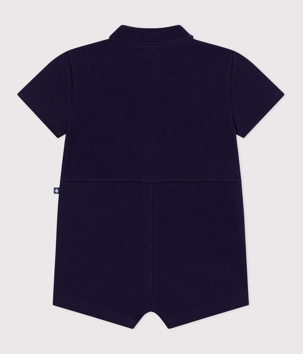 Combinaison courte col polo bébé en coton unie – D1