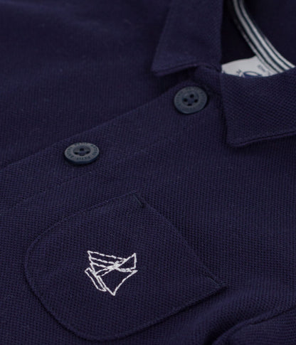 Combinaison courte col polo bébé en coton unie – Z1