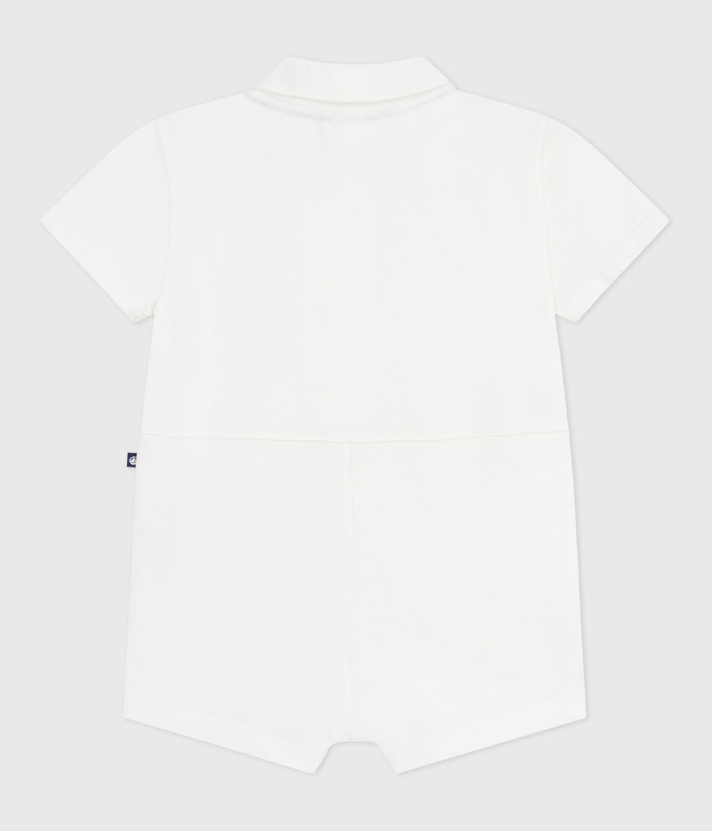 Combinaison courte col polo bébé en coton unie – D1
