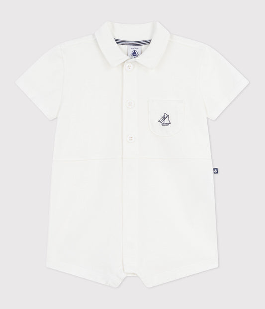 Combinaison courte col polo bébé en coton unie – F1