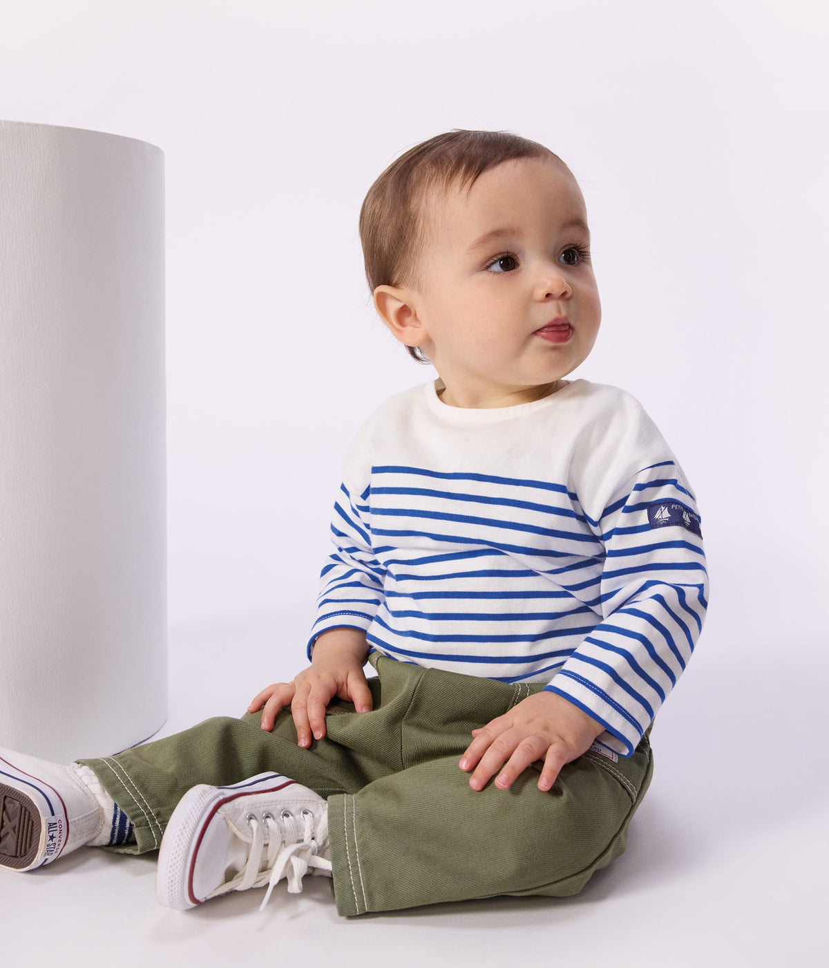 Tee-shirt marinière bébé en coton manches longues – J1