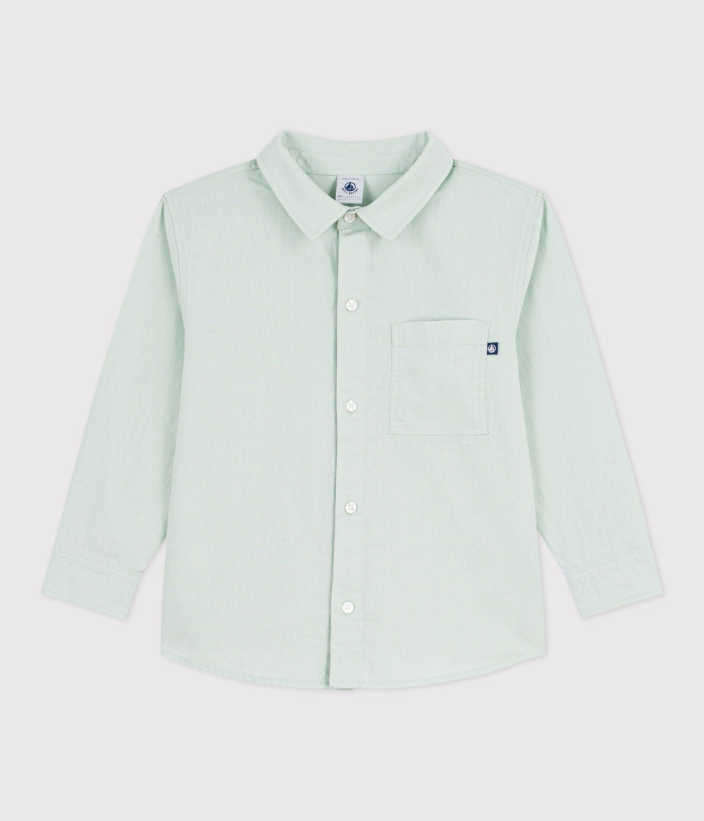Chemise enfant en coton à manches longues unie – F1
