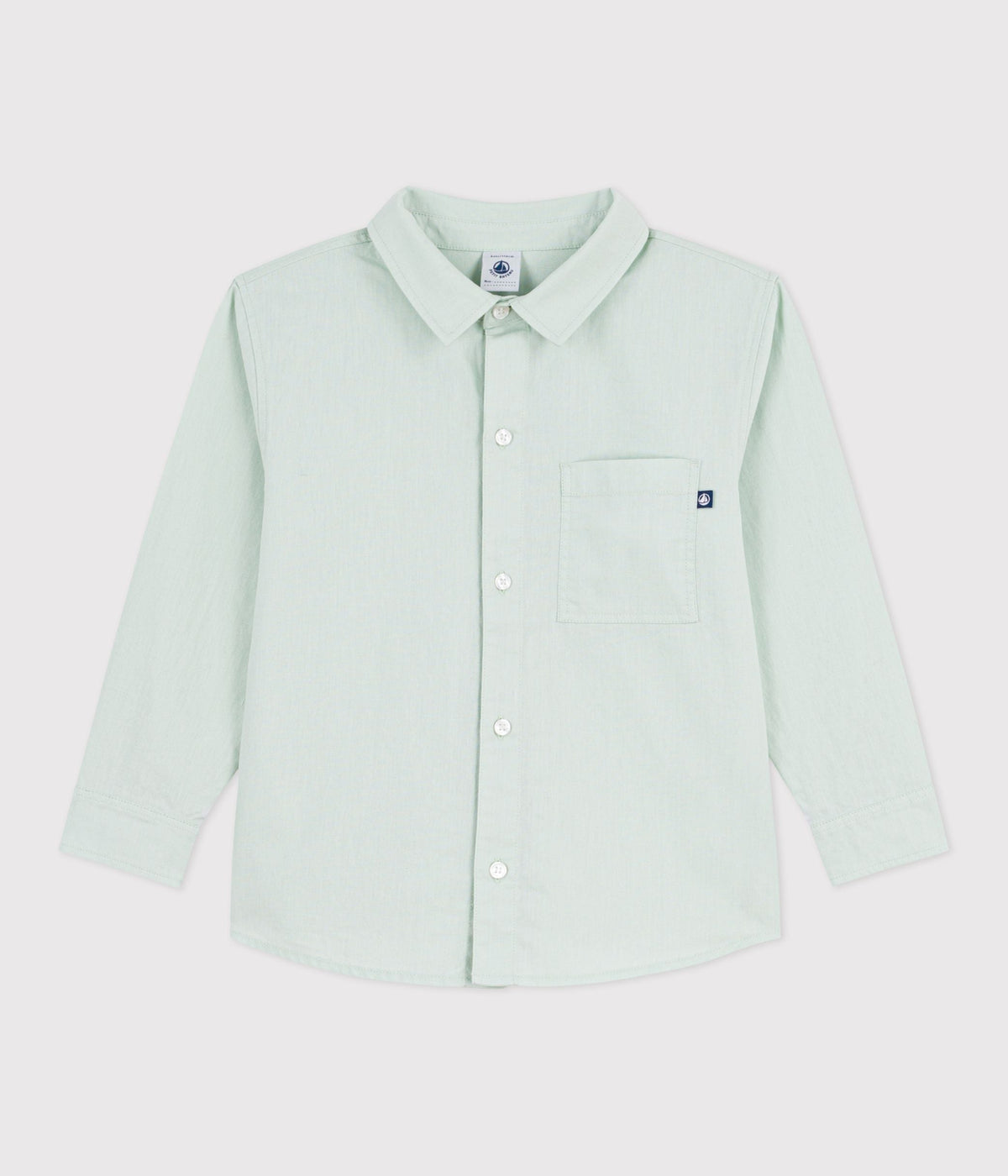 Chemise enfant en coton à manches longues unie – F1