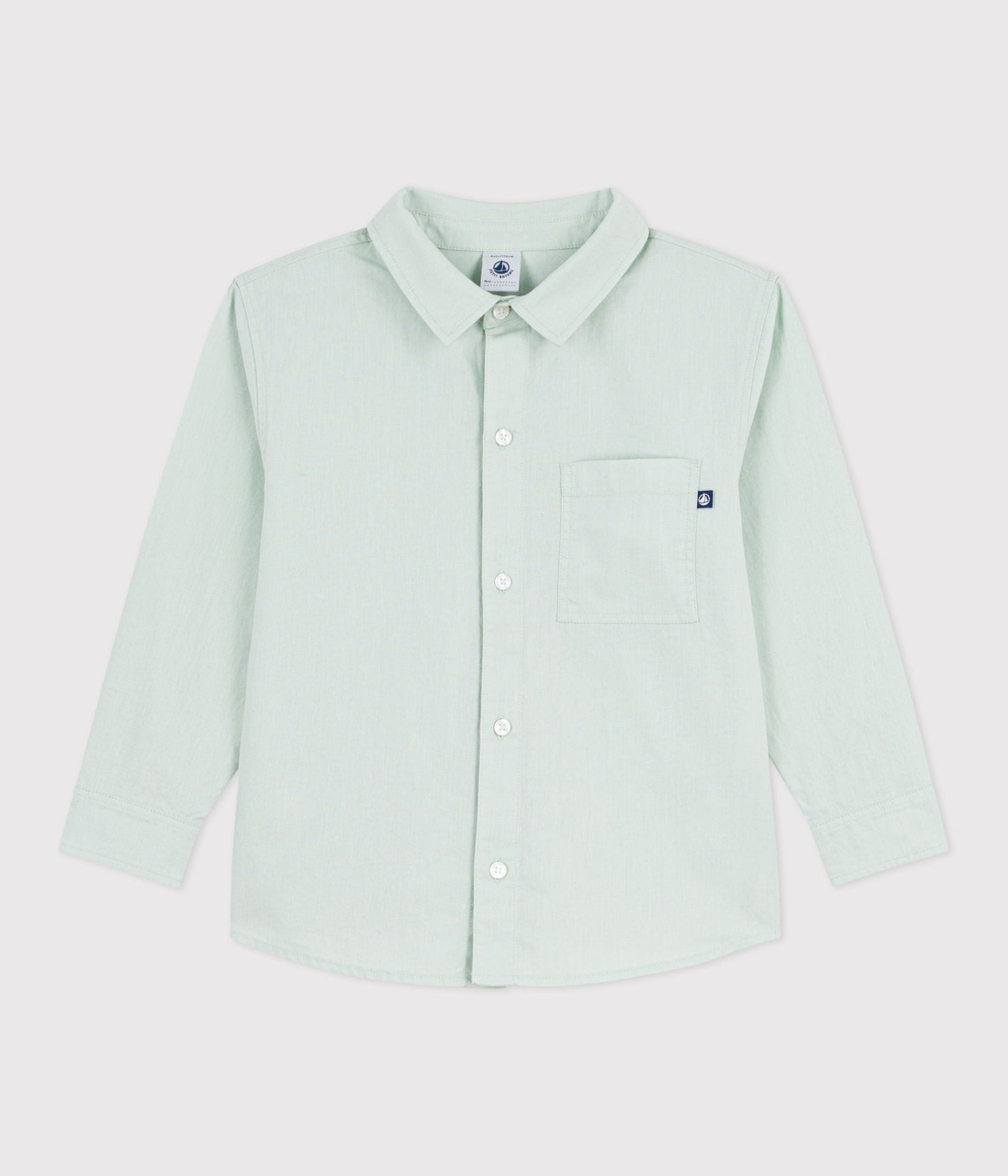 Chemise enfant en coton à manches longues unie – F1