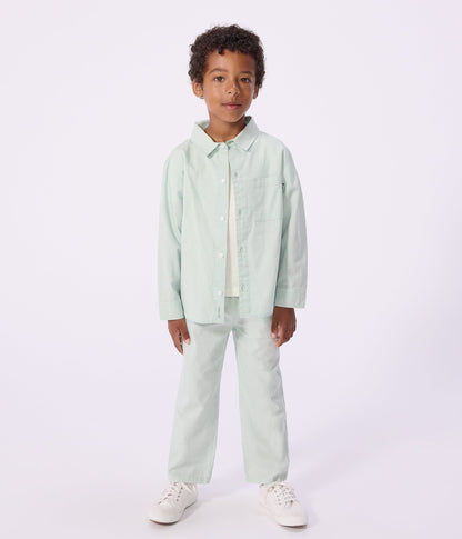 Chemise enfant en coton à manches longues unie – J1