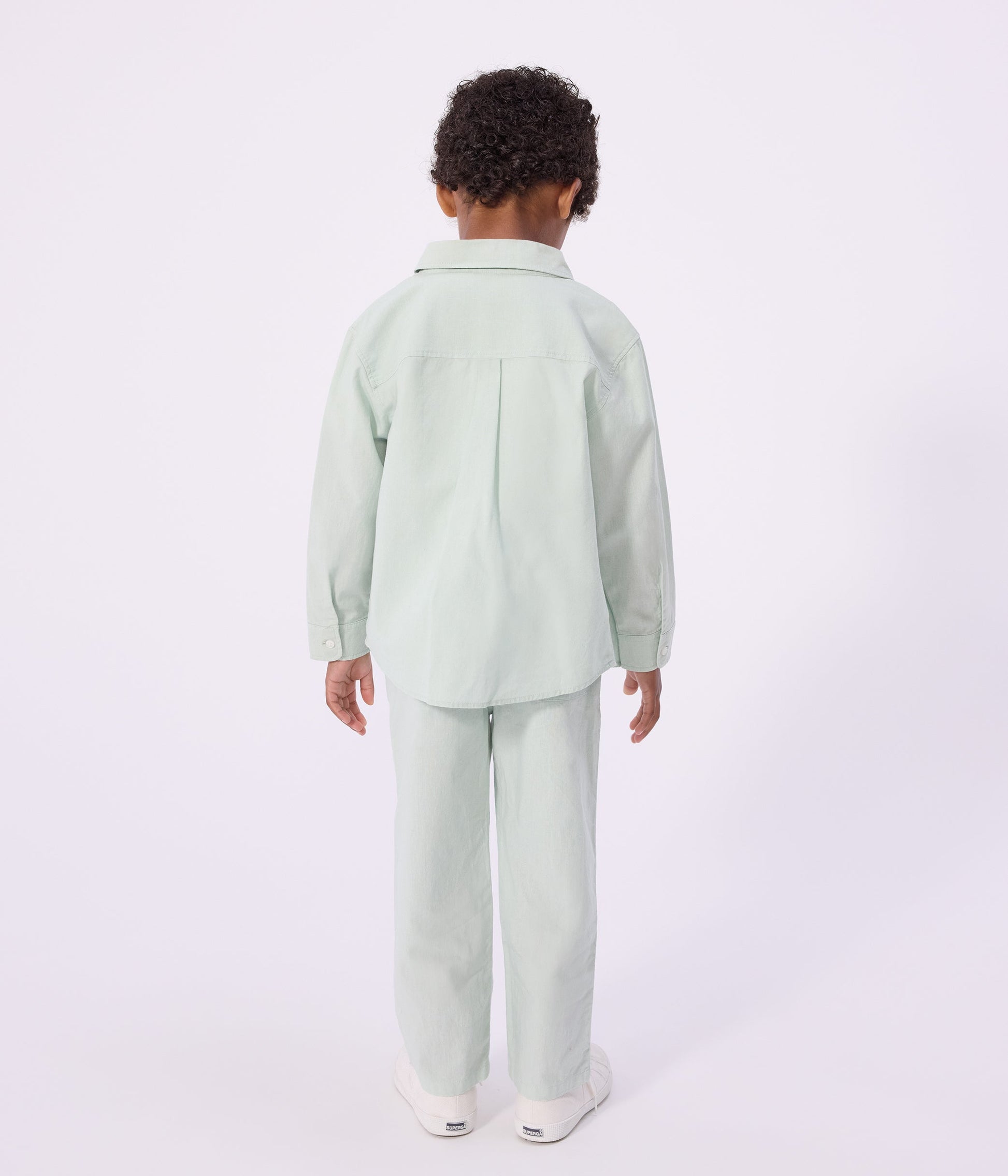 Chemise enfant en coton à manches longues unie – J2
