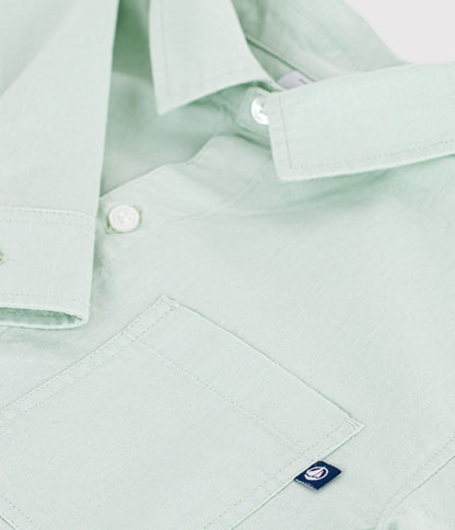 Chemise enfant en coton à manches longues unie – Z1