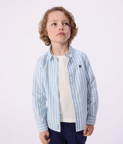 Chemise enfant en coton à manches longues à rayures – J1