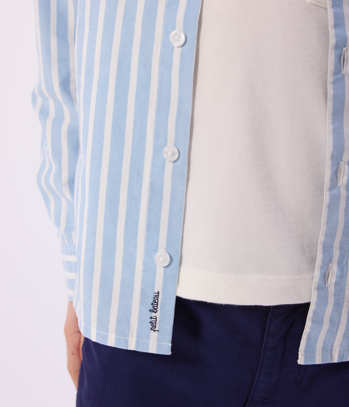 Chemise enfant en coton à manches longues à rayures – J2
