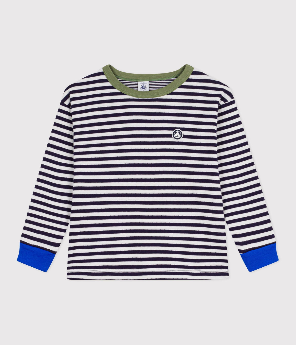 Tee-shirt enfant manches longues en coton à rayures – F1