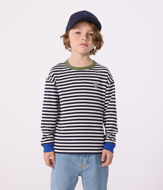 Tee-shirt enfant manches longues en coton à rayures – J1