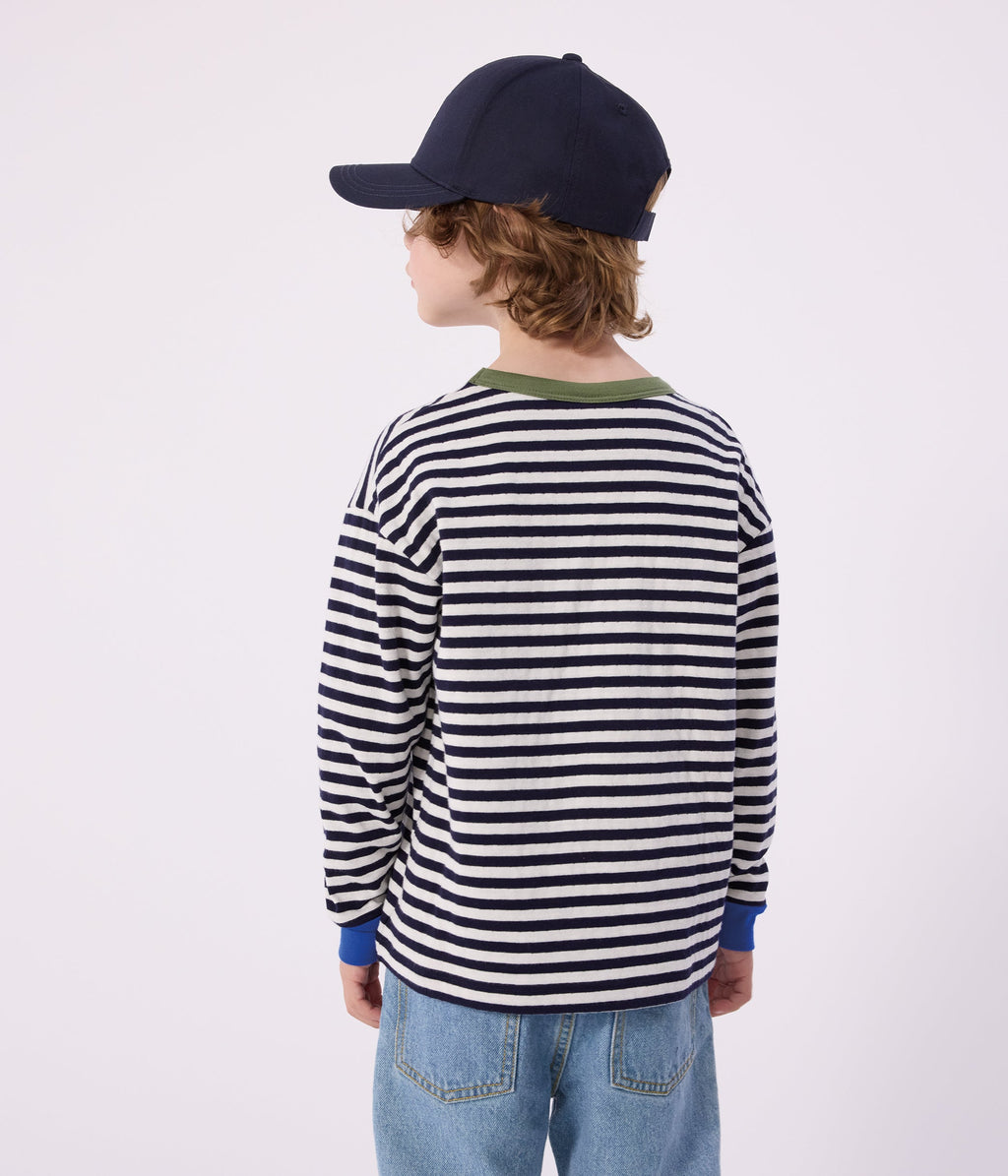 Tee-shirt enfant manches longues en coton à rayures – J3