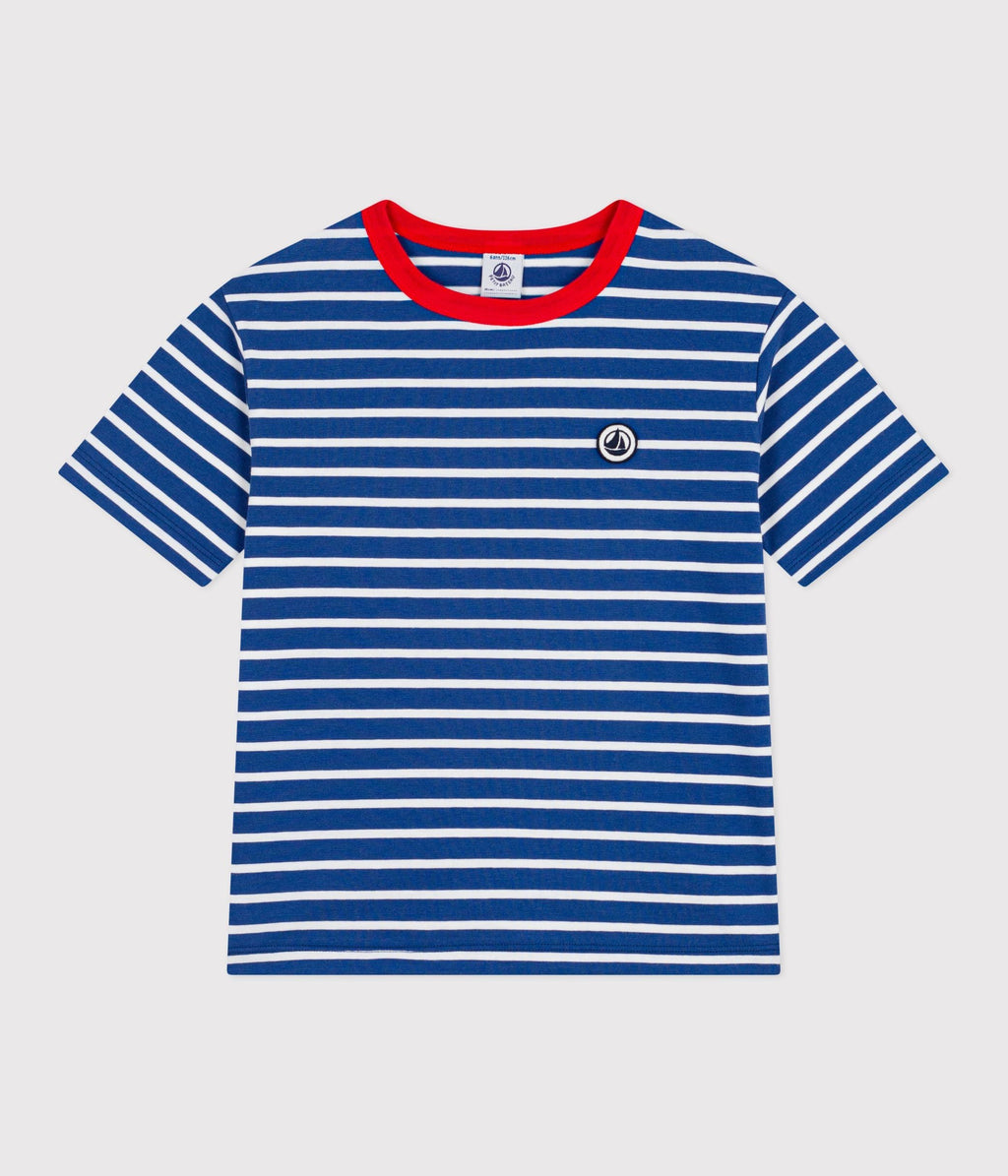 Tee-shirt enfant manches courtes en coton à rayures – F1