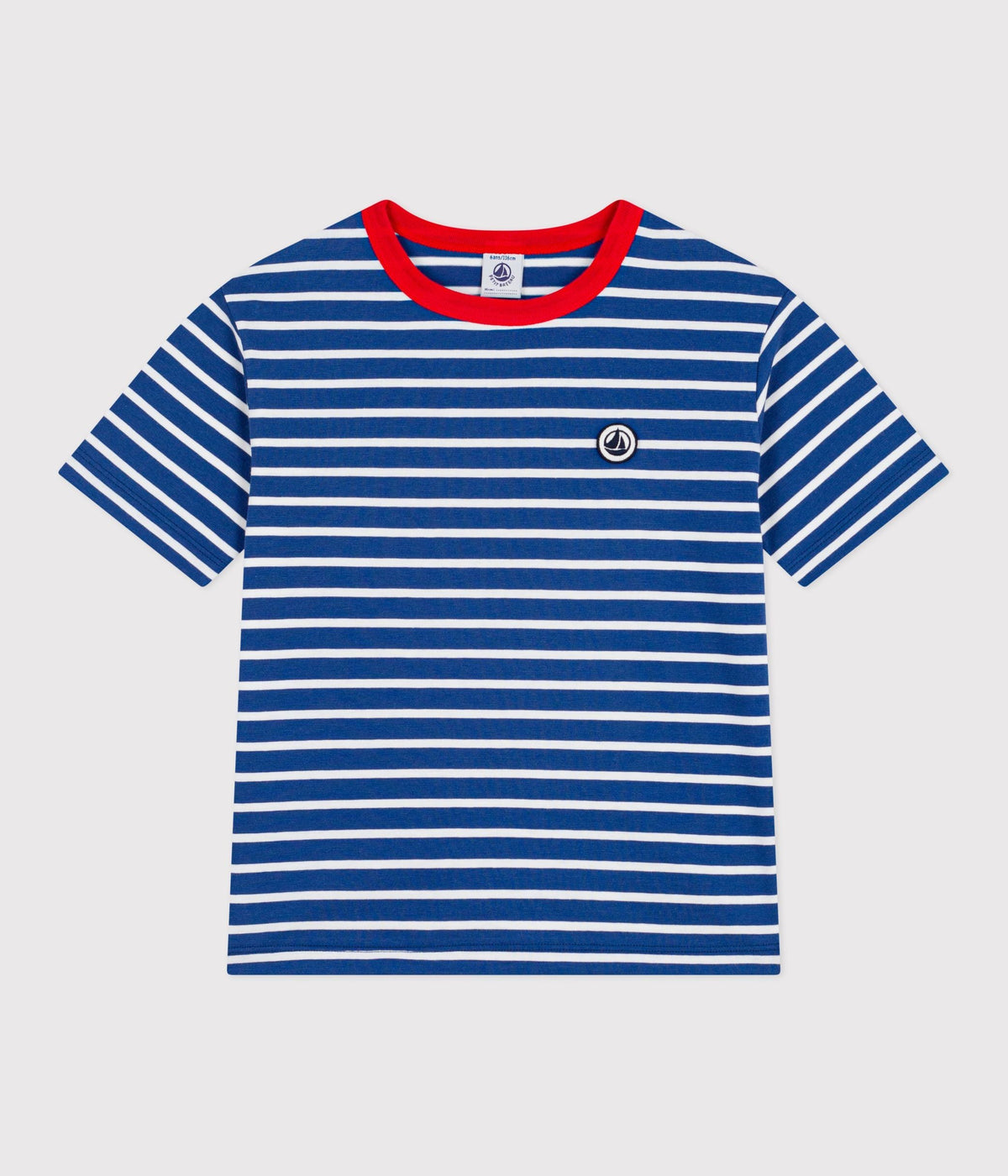 Tee-shirt enfant manches courtes en coton à rayures – F1